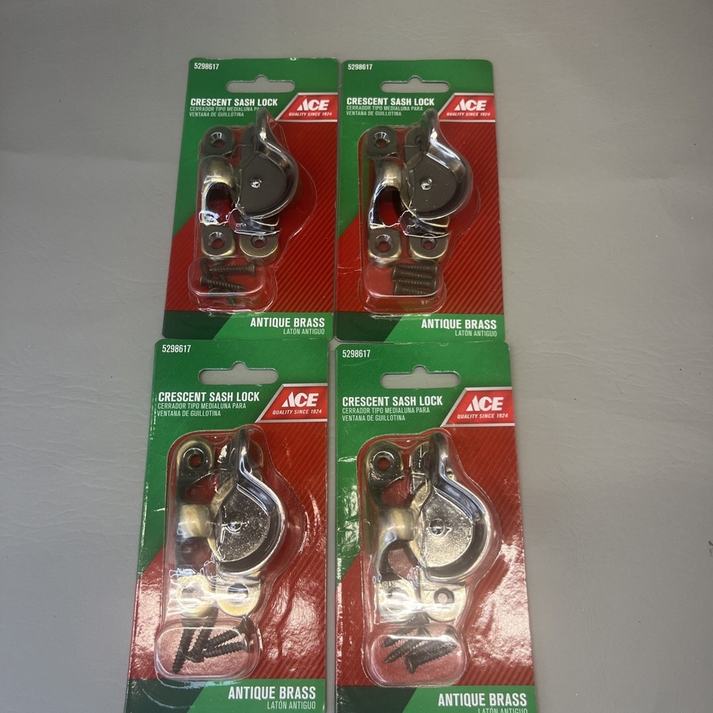ACE Antique Brass Crescent Sash Lock Window Hardware with Screws 5298617 Lot 4